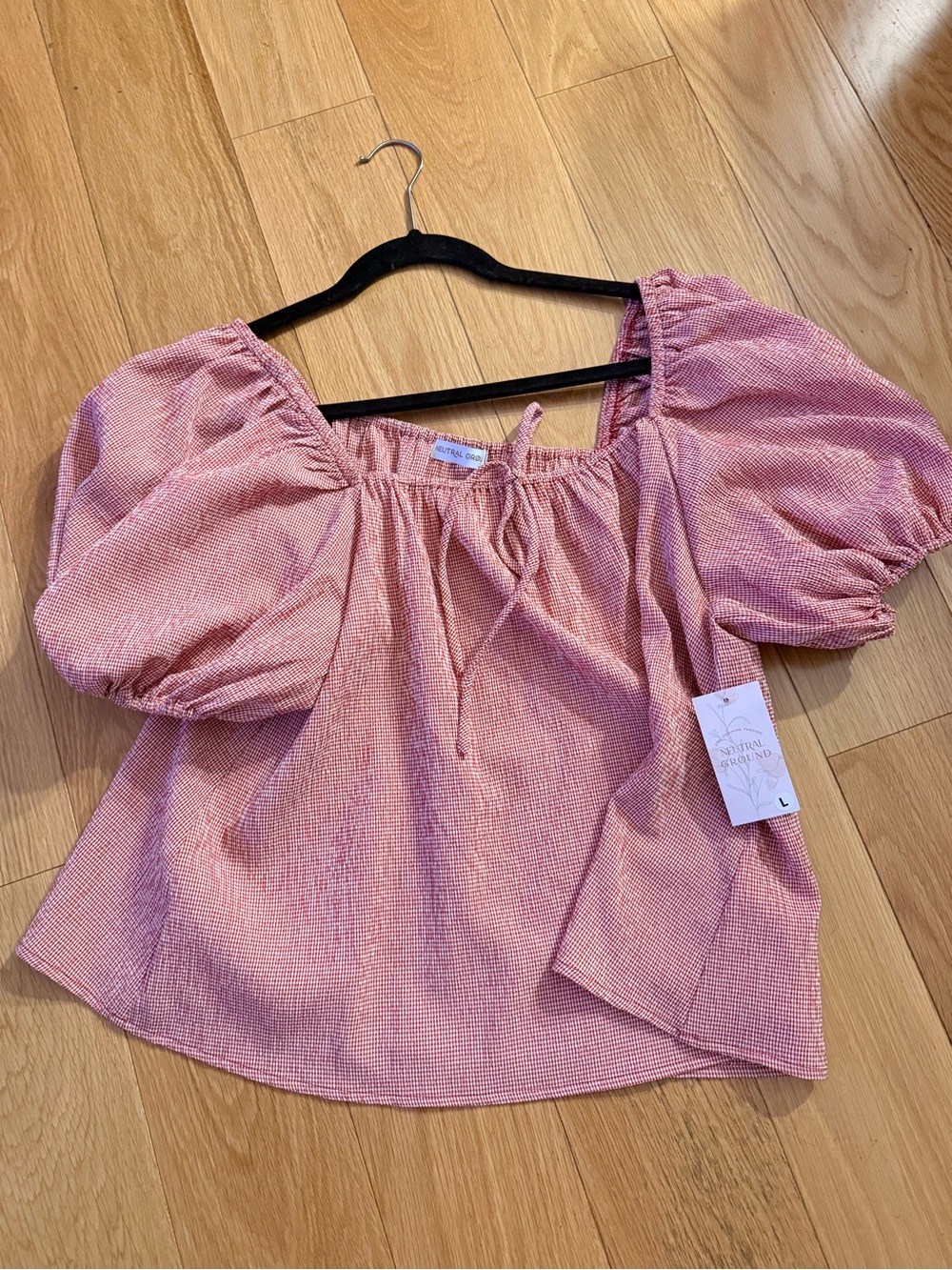 Women’s Pink Puff-Sleeve Peasant Top